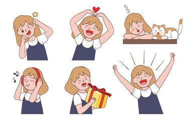 Cartoon vector illustration emotion face of human. Facial expression of human for game