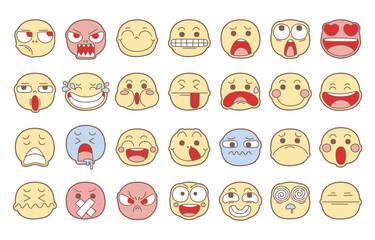 Cartoon vector illustration emotion face of human. Facial expression of human for game