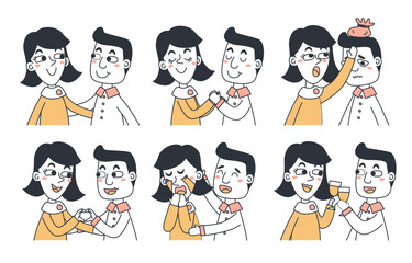 Cartoon vector illustration emotion face of human. Facial expression of human for game