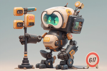 A cute robot in a police uniform. generative AI