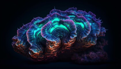 Bright Neon Deep Sea Coral with High Detail, Generative AI