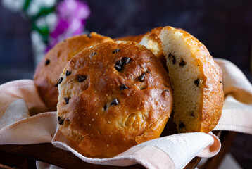 soft rolled buns with  chocolate