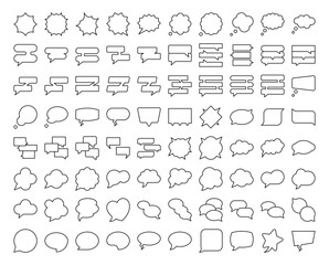 Speech balloons set, line style vector illustration