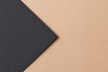 Fototapeta premium Rough kraft paper background, paper texture black beige colors. Mockup with copy space for text