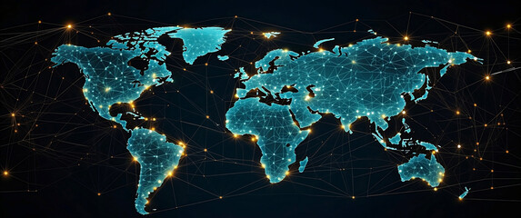 Global network connection illustration. World map point and line composition concept of global business. Global internet technology