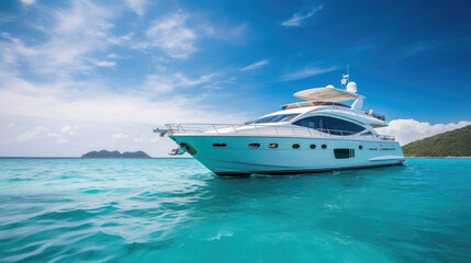 Fototapeta na wymiar Luxurious yacht sailing the sea.