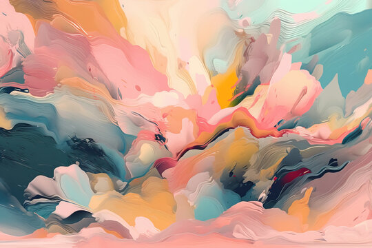 Creative generative AI image with beige pink and green pattern as abstract background