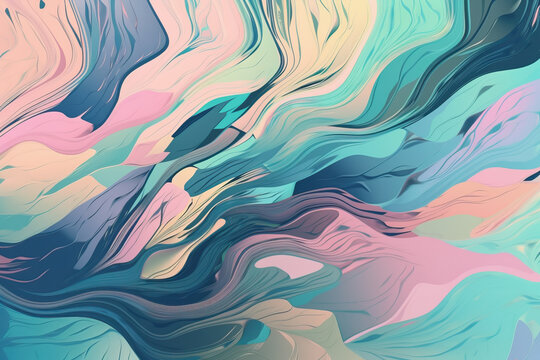 Full frame of chaotic generative AI illustration with mixed colorful paints as abstract background