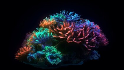 Fototapeta na wymiar Bright Neon Deep Sea Coral with High Detail, Generative AI