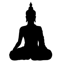 Silhouette of buddha meditation, vesak day vector illustration