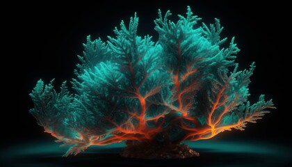 Obraz na płótnie Canvas Bright Neon Deep Sea Coral with High Detail, Generative AI