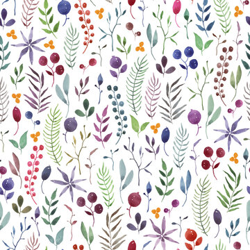 Floral seamless pattern, colorful watercolor isolated illustration for summer textile, template for wallpapers or background, abstract floral print.