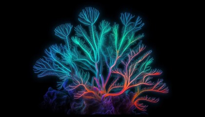 Obraz premium Bright Neon Deep Sea Coral with High Detail, Generative AI