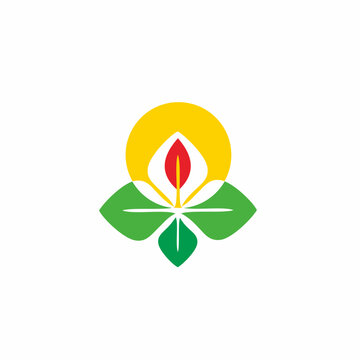 leaf and sun logo design with Japanese ornament style