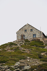 Refuge in Turo de l'Home. House at the top of the mountain.
Montseny Natural Park. Barcelona. Catalonia. Spain. Europe
