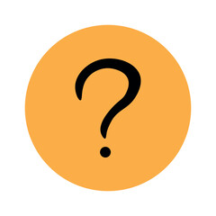 Question icon on orange background. Silhouette of a question mark on an orange background in the form of a circle