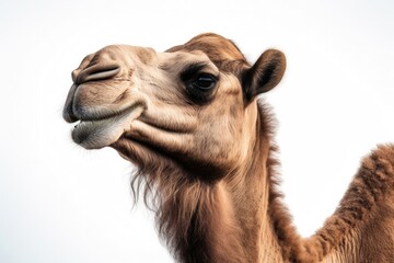 Camel close up isolated on White Background Generative Ai
