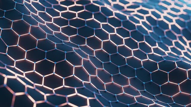 Loop animation of hexagonal structure background, 3d rendering.