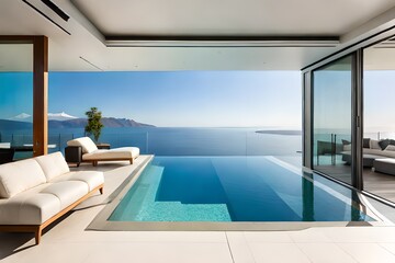 Fototapeta na wymiar Infinity Pool Real Estate Luxury Sea View