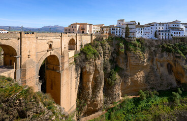 Stunning view of the famous New Bridge of Ronda, Andalusia, Spain