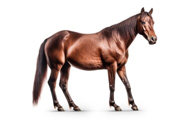 Obraz premium Brown Horse isolated on White Background Generative Ai