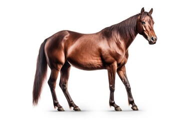 Brown Horse isolated on White Background Generative Ai