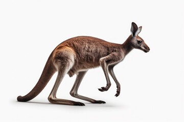 Kangaroo in Motion isolated on White Background Generative Ai