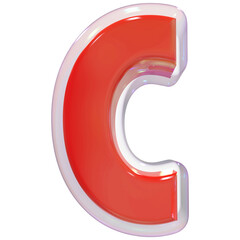 3d letter C red font render