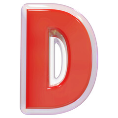 3d letter D red font render