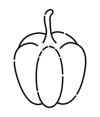 Bell pepper black and white vector line illustration