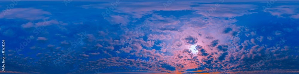 Canvas Prints overcast sky panorama on sunset with cumulus clouds in seamless spherical equirectangular format as 
