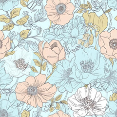 Seamless and repeatable Flower pattern vintage style, texture background use as wallpaper
