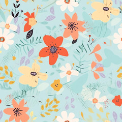 Seamless and repeatable Flower pattern vintage style, texture background use as wallpaper