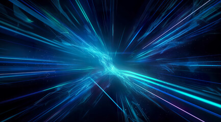 Obraz premium Blue Digital cyberspace and digital data network connections concept. digital abstract background. Generative AI