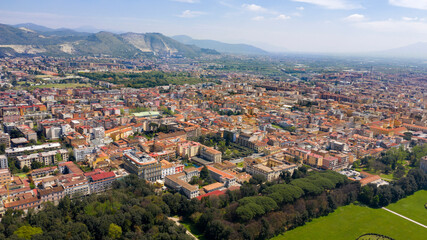 Fototapeta na wymiar Aerial view of the historic center of Caserta, in Campania, Italy.