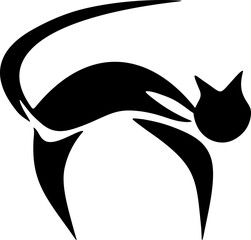 Stylized black cat. Posing. Minimalism