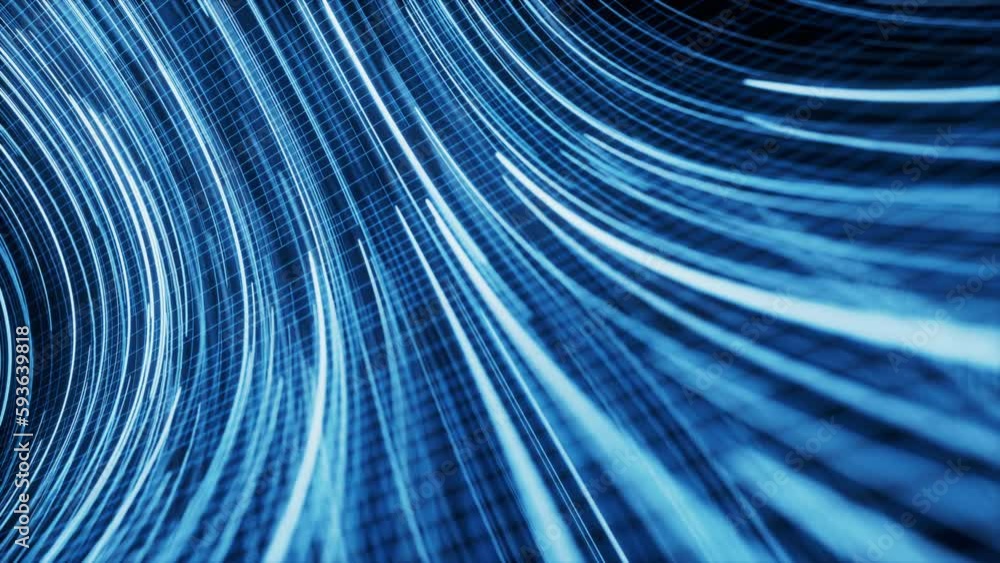 Poster flowing lines with digital cyberspace, 3d rendering.