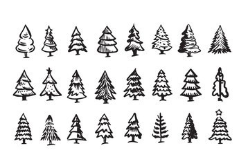 Obraz premium Christmas tree set, Hand drawn illustrations. 