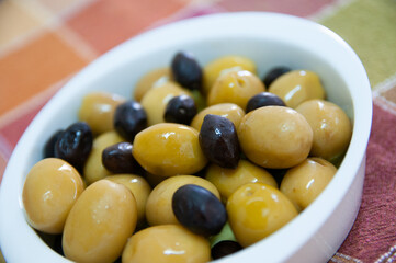 black and green olives