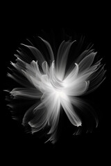 Fototapeta na wymiar Black and white artistic conceptual illustration of a beautiful flower or floral element closeup. Generative AI