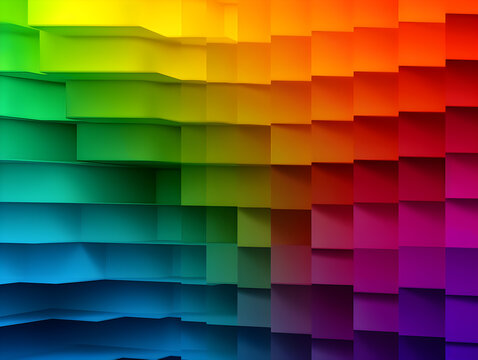 Abstract Colorful Rainbow Background with Squares. Generative Ai.