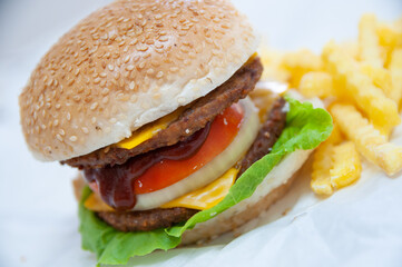 Cheeseburger on a plate