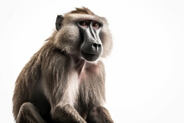 Obraz premium Baboon isolated on white Background Generative Ai