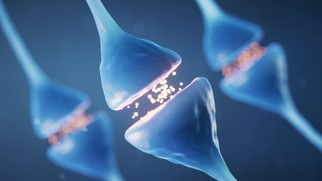 Synapse of neuron cell, biology concept, 3d rendering.