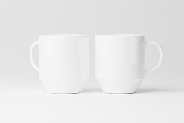Ceramic Mug Cup For Coffee Tea White Blank 3D rendering Mockup