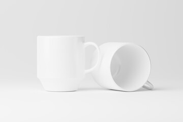 Ceramic Mug Cup For Coffee Tea White Blank 3D rendering Mockup