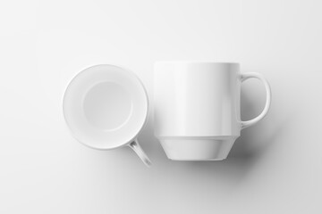 Ceramic Mug Cup For Coffee Tea White Blank 3D rendering Mockup