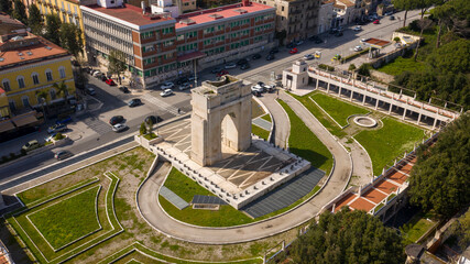 Aerial view of the war memorial of Caserta, in Campania, Italy. It is located in IV November square.