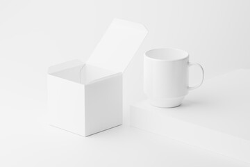 Ceramic Mug Cup For Coffee Tea White Blank 3D rendering Mockup