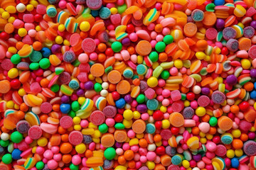 Fototapeta na wymiar Different types of colorful candy sweets. Conceptual illustration. Generative AI
